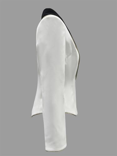 Women Blazer Jacket Elegant Asymmetrical Contrast Lapels Long Sleeves Slim Blazers4