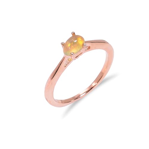 Bague d'opale éthiopienne, alliance en argent véritable contre le ternissement