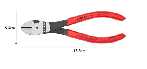 KNIPEX Alicates de corte diagonal de fuerza recubiertos de plástico 160 mm, 74 01 160
