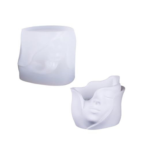 Silicone Vase Molds Pen Holder Mold Human Face Shape Silicone Flowerpot Mold