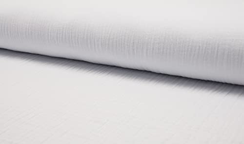 Mousseline double gaze blanche anti-transpiration tissu coton doux 5m