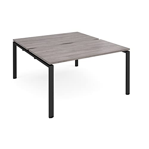 Image of DAMS Adapt back to back desks 1400mm x 1600mm - black frame, grey oak top
