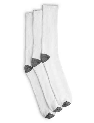 Harbor Bay by DXL Men's Big and Tall 3-pk Continuous Comfort Crew Socks White