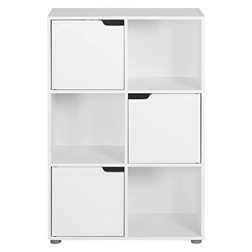 WOLTU Libreria Armadio a 6 Cubi con Ante Mensola
