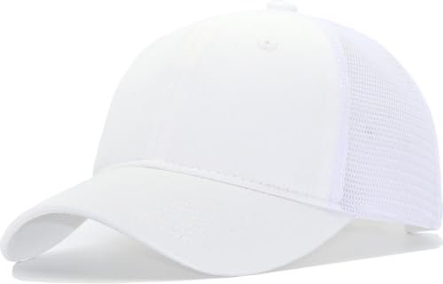 Image of Washed Cotton Trucker Hat, Soft Mesh Baseball Cap with Adjustable Snapback