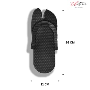 Image of CHITRA Spa & Hotel Free Size Flip-Flop Slippers with 5MM Sole | Comfortable, Disposable Slippers for Hotels, Spas, Guest Rooms & Travel - Black (Pack of 6)