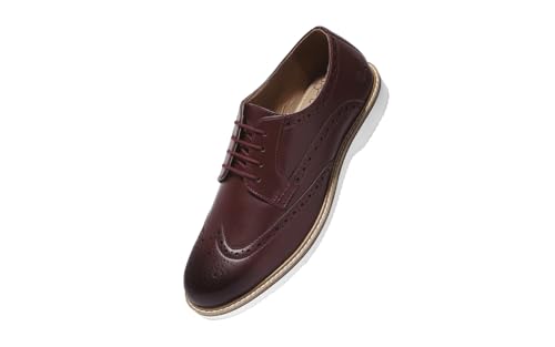 Image of Neeman's Luxe Brogues for Men | Antique Finish Faux Leather (PU) with Mendelian Brogue Pattern | Comfortable Semi-Casual Brogues