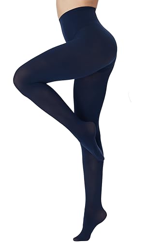 DUCMODA Womens 80 Denier Opaque Tights, Women's Soft Solid Color Footed Pantyhose, High Waist Stocking with 30+ Colors