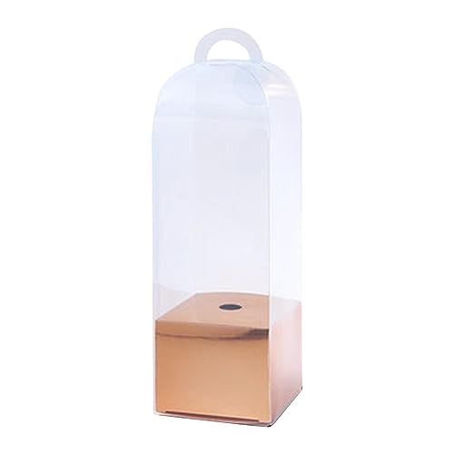 rockible 10x Flower Gift Boxes Single Rose Flower Box Empty Bag Florist Retail Shop Packaging Clear Flower Packing Boxes for Anniversary Party Favor, Rose Gold