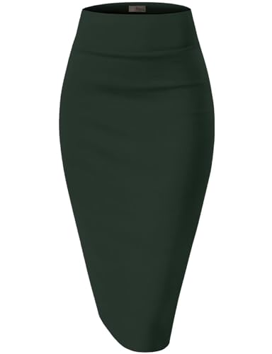 Image of Hybrid & Company Women's Premium Nylon Ponte Stretch High Waist Pencil Suit Skirt Below Knee