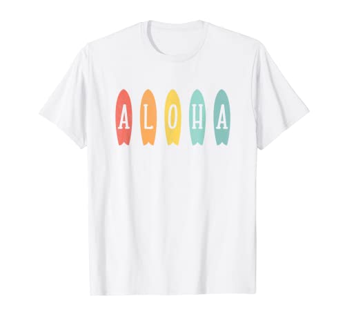 Surfista della tavola da surf vintage retrò delle isole hawaiane di Aloha Hawaii Maglietta
