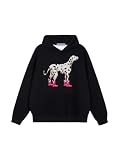 Aelfric Eden Dalmatian Graphic Hoodie Herren Oversize Kapuzenpullover Damen Y2K Sweatshirt mit Kapuze Unisex Basic Hoody Sport Pullover Hooded Retro Streetwear Oberteile Schwarz, S