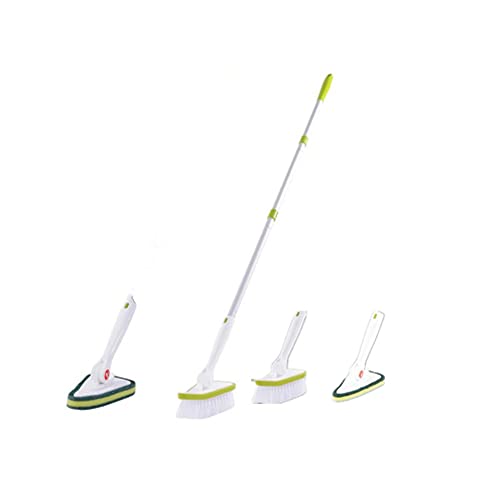 Cqt 2 In 1 Bathroom Cleaning Brush With 46" Extendable Long Handle Detachable Stiff Bristles Scrub Brush With 2 Scrubber Heads And 2 Scouring Pad Head For Cleaning Bathtub Shower Bathroom (Applegreen) #TOP4