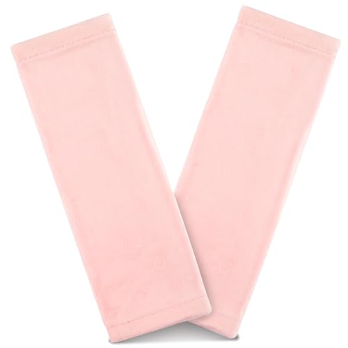 Baby Car Seat Belt Covers for Boys & Girls - Soft Mink Carseat Shoulder Padding & Neck Protector | Stroller Strap Covers for Kids, Comfortable & Durable Car Seat Shoulder Pads, Solid Colors (Pink)