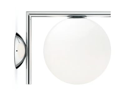  FLOS IC Lights Ceiling/Wall 1 Lampada 20 cm da parete/soffitto a luce diffusa in vetro opalino bianco e ottone cromo