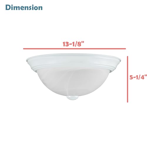 Aspen Creative 63014-4, 2-Light Flush Mount in Matte White Finish with White Alabaster Glass, 13-1/8" Dia. E26 Socket by Aspen Creative - Used condition - Image 3