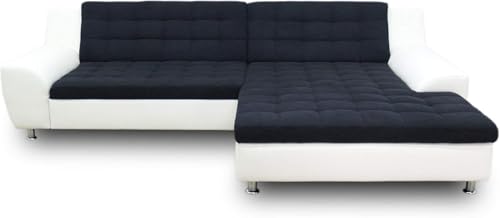 DOMO. collection Ecksofa Morton, Couch in L-Form, Longchair rechts, Kunstleder, 304 x 200 x 84 cm (BxTxH), schwarz-weiß