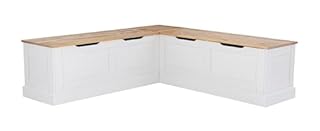 Linon Harris Natural and White Two Tone Backless Corner Breakfast Nook - Nook Only, Table is NOT Included