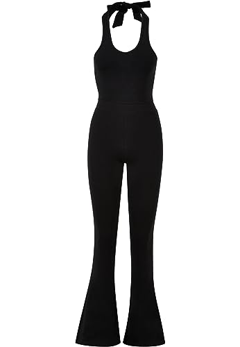 Urban Classics Women's Ladies Stretch Interlock Halter Jumpsuit T-Shirt, Black, XL, Black, XL