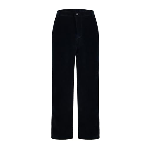 Men Corduroy Dress Pants Fleece Lined Warm Straight Pants Classic Business Casual Work Flat Front Suit Trousers2