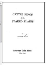 Hardcover Cattle Kings of the Staked Plains Book