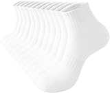 Rehelu White Ankle Socks Crew Socks for Women, Cotton Running Gym Workout Socks for Women