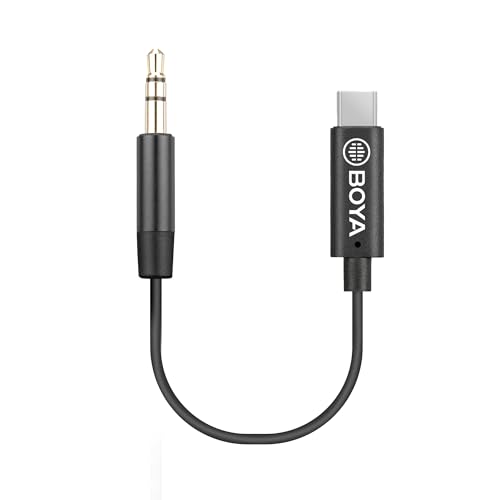 BOYA by-K2 USB-C-auf-3,5-mm-Audio-AUX-Kabel [10,2 cm], Stecker auf Stecker, Typ C auf TRS 3,5 mm Mikrofon/Kopfhörer-Adapter für TRS-Mikrofon/USB-C-Android-Handy/Laptop/GO Pro/OSM Action 2/3