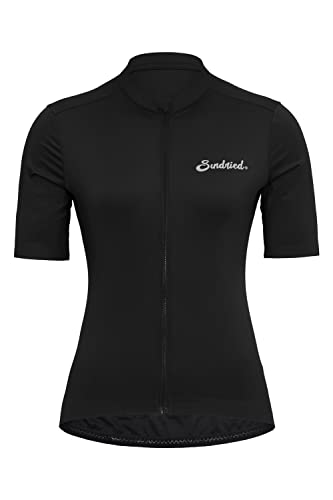 Sundried Sport Women's Short Sleeve Cycling Jersey Road Bike Cycling Top Mountain Bike Shirt Cycle Kit (Black, M)