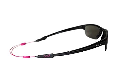 Cablz Colorz Zipz Adjustable Eyewear Retainer Strap | Lightweight, Low Profile, Coated Stainless, 14 Inch (Black/Pink) #TOP4
