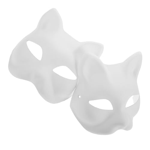 FOMIYES 2Pcs DIY Cat Masks Blank Paper Art for Masquerade Parties Creative Hand Painting Craft for Halloween Costumes and Fun DIY Activities