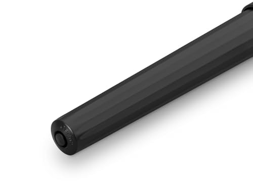 Image of Kaweco PERKEO Medium Nib Fountain Pen - All Black Body, Premium German Fountain Pen with Royal Blue Ink Cartridge, 13 cm, Light Weight, Ergonomic Grip