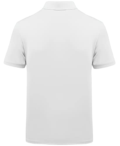 Little Beauty Mens White Polo Shirts Short Sleeve Geometric Pattern Print Golf Sports Shirt(0066-C White-2Xl) #TOP2