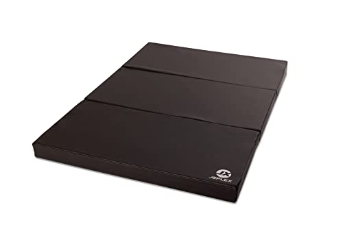 Jeflex - schwarze klappbare Weichbodenmatte & Turnmatte 150 x 100 x 8 cm MADE IN GERMANY/faltbare Gymnastikmatte/platzsparende Fitnessmatte & faltbare Yogamatte/dicke Sportmatte für Kinderzimmer