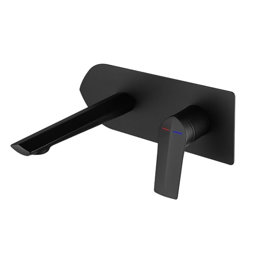 Robinet de lavabo mural noir pour une salle de bains moderne et zen