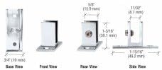 CRL Chrome Short Leg Set Screw Glass Shelf Clamp for 1/4" to 5/16" Glass