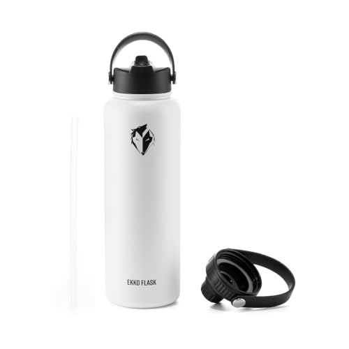 Ekkovision Ekko Flask Insulated Water Bottle, Stainless Steel, White, 32 Oz
