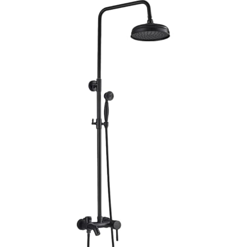 Douche thermostatique noire mitigeur de douche de salle de bain colonne pomme de douche 8 pouces