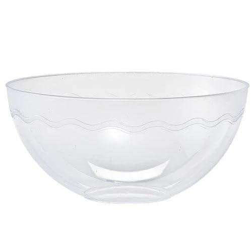 EcoQuality 100 oz Clear Round Plastic Serving Bowl – Durable, Disposable, Reusable, Lightweight Large Salad and Snack Bowl for Parties, Catering, and Everyday Use (3)
