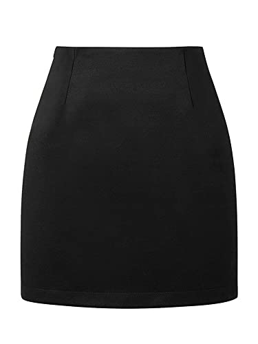 Abtel Frauen Winter Herbst Bleistiftröcke Kariert Print Swing Minirock Hohe Taille Wollmischung Vintage Flowy Röcke Schwarz M Cover