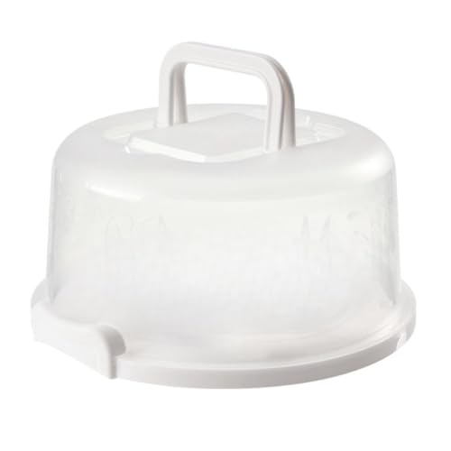 MoSundi Récipient à gâteau rond avec couvercle et poignée de 20,3 cm, pour boîte de rangement en polypropylène, transport et présentation, compatible avec gâteaux de 26 x 13,5 cm, blanc