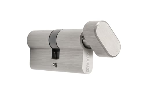 Cilindro con pomolo 50/35 mm | Serratura cilindrica con pomolo girevole e 3 chiavi | Cilindro profilato per porta di casa e porta di appartamento | Serratura per porta per sicurezza e comfort nella