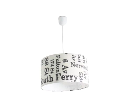 Lustre suspension plafonnier abat-jour loft - industriel - new york - usa Luminaire diamètre personnalisé cylindre rond idée cadeau anniversaire décoration tendance...