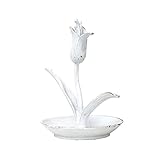 BOOMLATU Soporte para aretes de granja, organizador de metal, joyería, árbol, mesa, hermoso, tulipán, soporte de torre con bandeja para anillos para niñas y mujeres