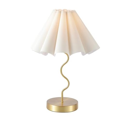 EOEYYOYB Pleated Table Lamp, Table Lamp for Bedroom, Bedside Lamps for Nightstand with Linen Lampshade, Modern Lamp for Bedroom Home Office Decor