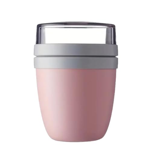 Fiambrera, Taza de Cereales y Yogur para Llevar Con Tapa, Práctico Vaso para Yogur y Muesli, Compartimentos separados para Porta Alimentos, Fiambrera para Desayuno, Ensalada, Rice(500 ml + 200 ml)