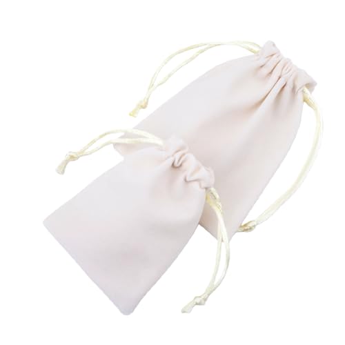 YYGDJES 20枚/セット 長方形 巾着ベルベットバッグ ミニ巾着袋 ジュエリーポーチ ギフト ジュエリー 巾着袋 ラッピング袋 プレゼント・ギフト用 DIY手作り素材 小物収納 (ベージュ,13*18cm)