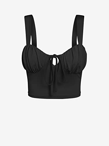 Zaful Front Tie Ruched Bust Milkmaid Crop Top #TOP1