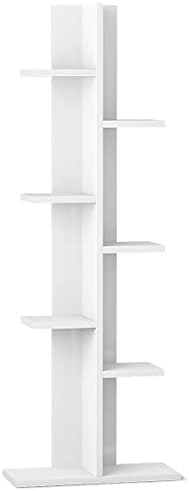 Giantex 7-Tier Bookshelf, Multipurpose Storage Shelf Space-Saving Bookcase Wood Display Shelf Stand for Books Photos Artwork, Pot Plant, Storage Holder Rack w/ 8 Open Well-Arranged Shelves, White