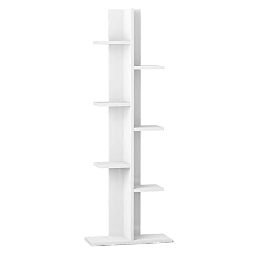 Giantex 7-Tier Bookshelf, Multipurpose Storage Shelf Space-Saving Bookcase Wood Display Shelf Stand for Books Photos Artwork, Pot Plant, Storage Holder Rack w/ 8 Open Well-Arranged Shelves, White