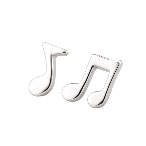 925 Sterling Silver Music Note Stud Earrings for Women – Minimalist Silver Musical Note Earrings – Cute Everyday Jewellery for Music Lovers